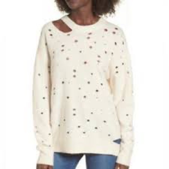 ASTR The Label Distressed Dolman Sleeve Pullover Sweater - Picture 4 of 12